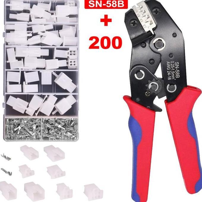 200pcs Socket + Tang Crimp Skun SN 58B Soket Motor Kecil Konektor Kabel Skun Terminal 2.8mm set Sock