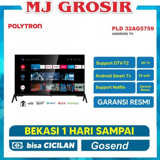 LED TV POLYTRON 32" 32CV / 32RG5059 / 32K701 / 32S3U 32K85 32 INCH USB MOVIE HD HDMI ANDROID