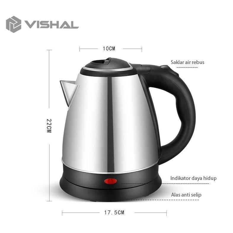 TERBARU VISHAL Teko listrik  Pemanas Air /Kettle Electric Stainless Pembuat Kopi Teh VS-1801