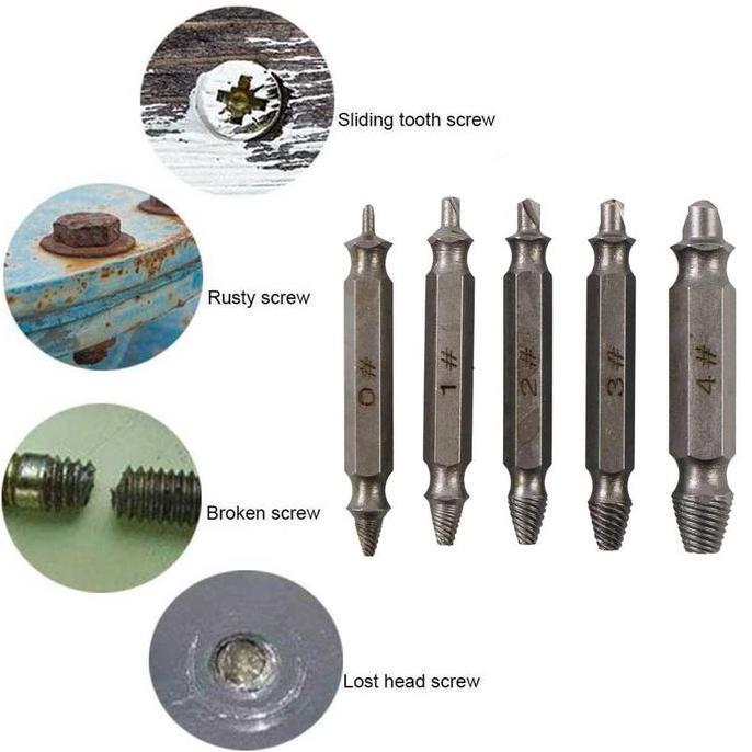 Alat Pembuka Baut Rusak Tap Balik Buka Baut Screw Extractor Set Alat Pembuka Baut Patah Cabut Sekrup