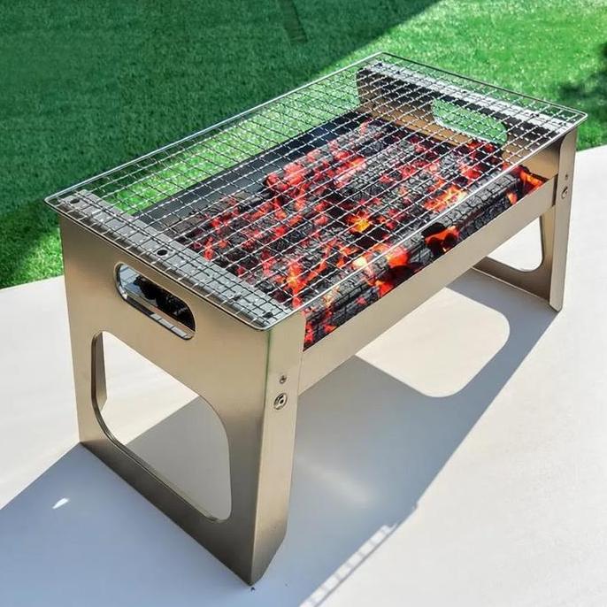 Panggangan BBQ Portable Arang Bakar Lipat Outdoor alat wajan panggang kompor bakaran sosis/sate aran