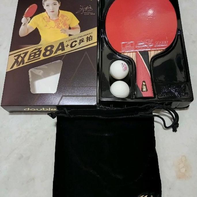 Bet Pimpong Double Fish 8A-C Carbon Original Pro Player Bat Tenis Meja Super Light Weight Dengan Han