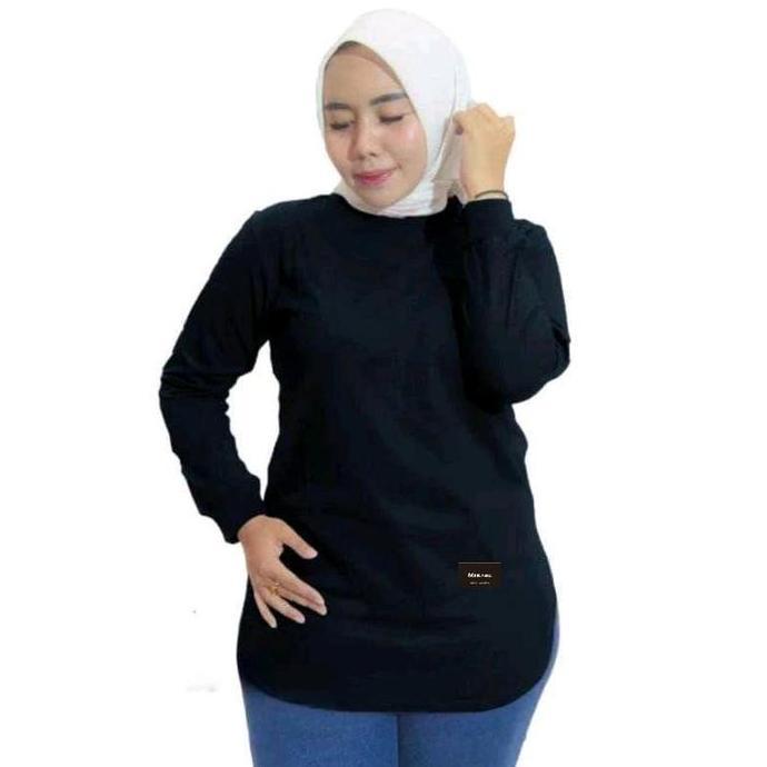 Kaos Polos Oval Wanita/Kaos Lengan Panjang Wanita Premium/Atasan Katun Wanita Jumbo/Kaos Panjang Rib