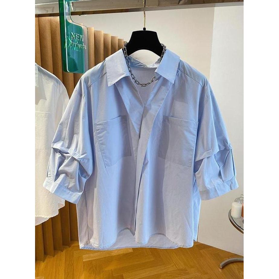 MURAH LEBAY COD-COTTON V-NECK TWIST BLOUSE WANITA KATUN PREMIUM | Blus Wanita MURAH LEBAY