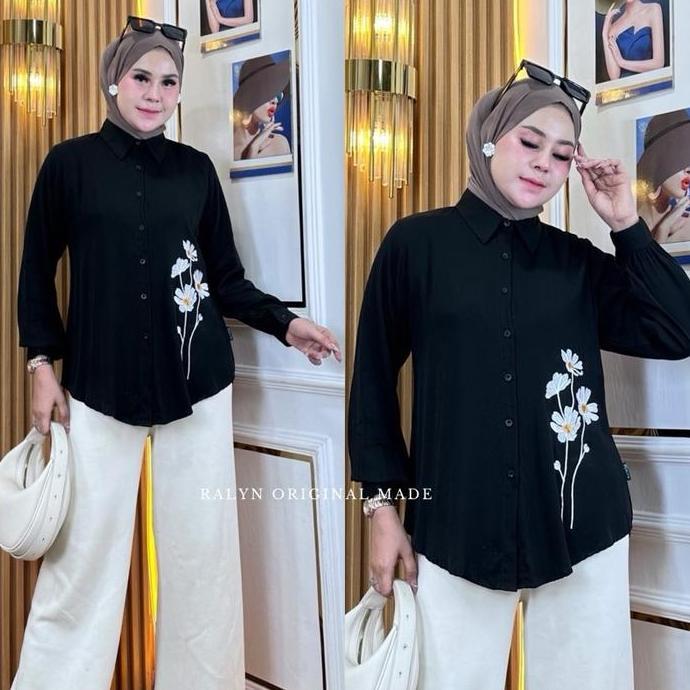 Jassy Blus Bordir Rayon Twill Premium Kemeja Bordir Atasan Bordir Wanita Mewah Cantik