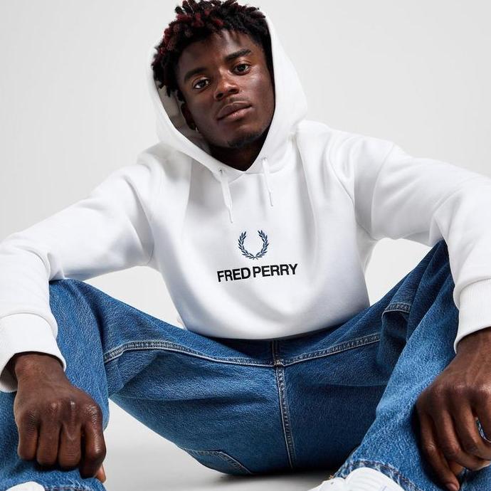 Fred Perry Global Stack Hoodie White Original