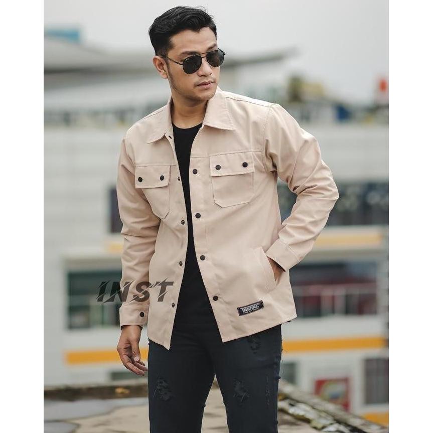 Jaket Semi Parka Casual Tebal Pria Original Army Cream