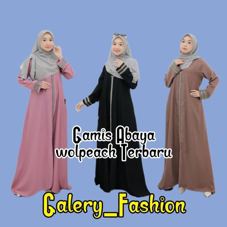 Promo Inaya Abaya Dress/Gamis Yoris Morena Abaya Wolpeach Motif Garis Lengan 2/Abaya Motif Renda Qat