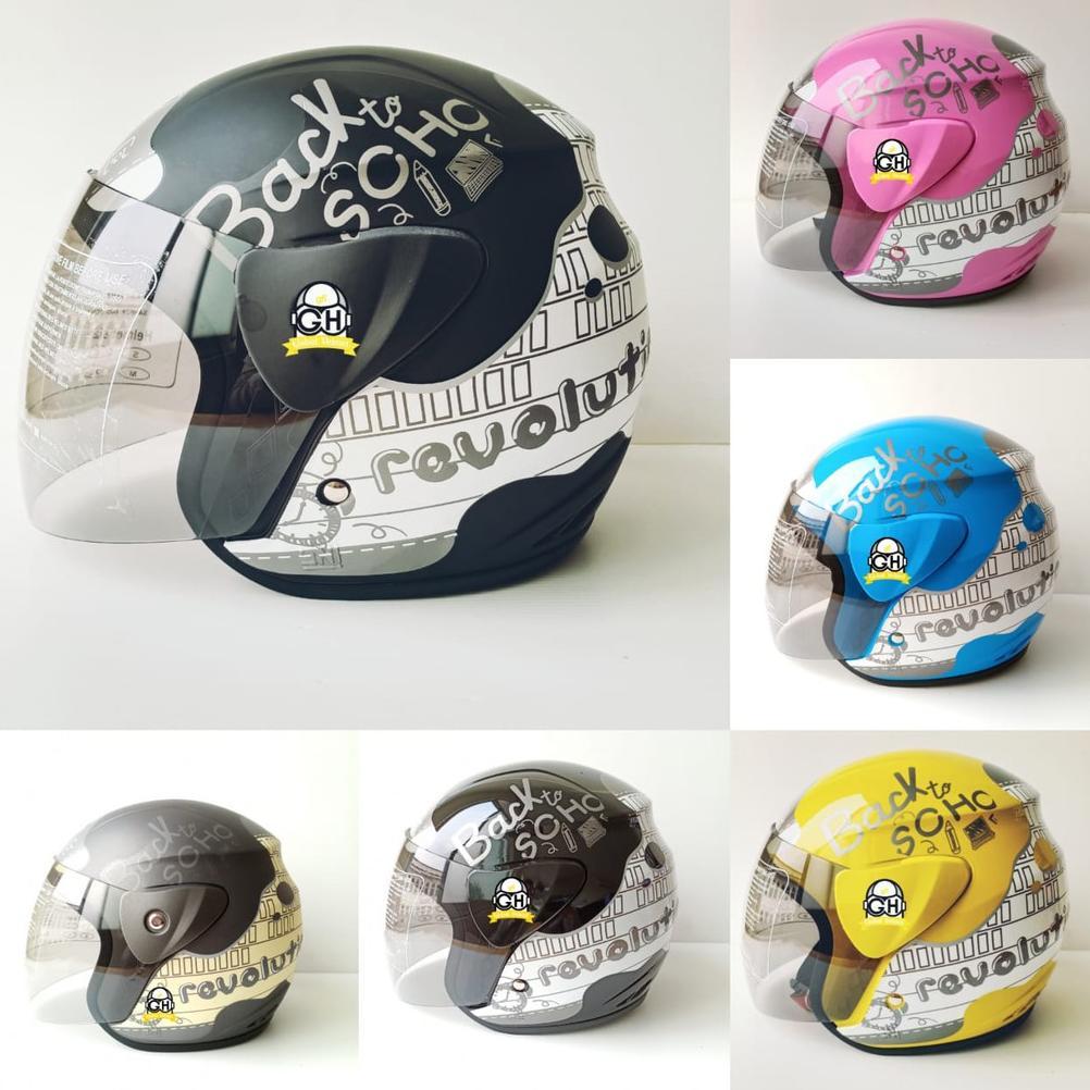 MOJANG HELM EVO EVOLUTION DEWASA NOTES REVOLUTION SERIES HALF FACE TERMURAH MURAH MODEL GM EVO SNI B
