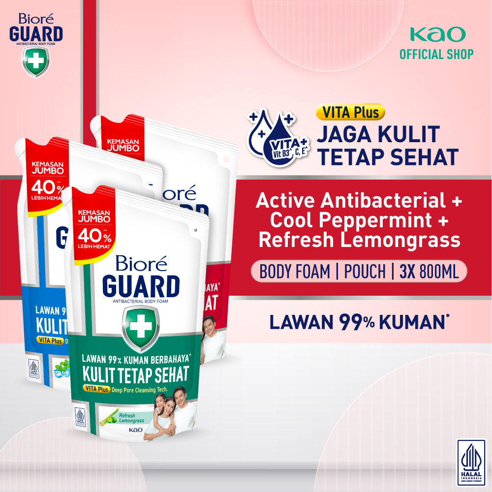 Biore Guard Sabun Mandi Cair Body Wash Refresh Lemongrass + Active Antibacterial + Cool Peppermint 8