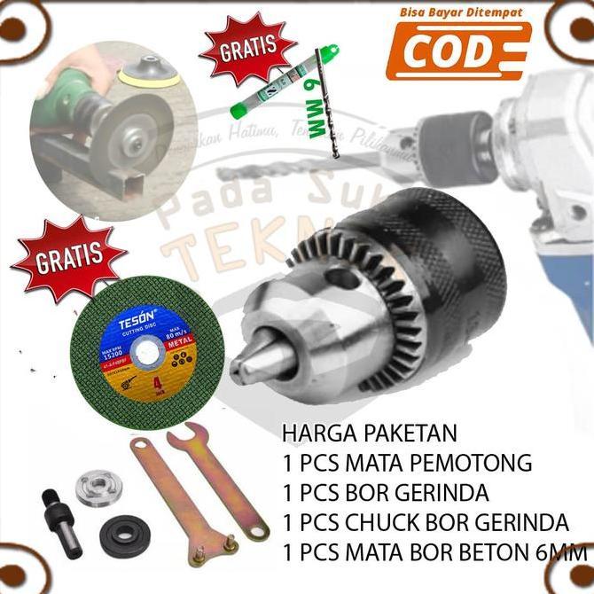 AHROKA Adaptor Arbor Konektor Mesin bor jadi Gerinda + Kepala Bor Chuck Gerinda