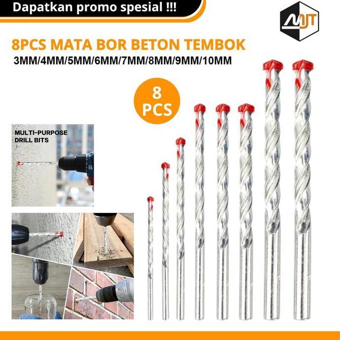 IYLBISC JLD Mata Bor Beton Dinding set 5pcs / 8pcs 3-10mm Mata Bor Beton Bor Tembok Mata Bor Set Len