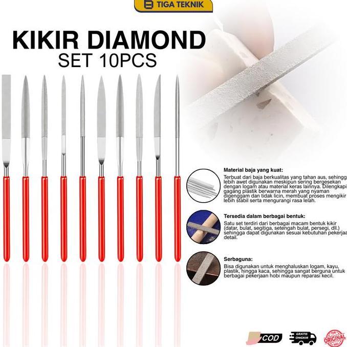 LORASTA Set Alat Kikir 10pcs Diamond Mini Kikir 140x3mm