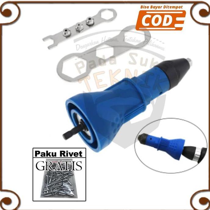 AHROKA Alat Tang rivet rivet alat konektor adaptor mata bor bonus paku rivet