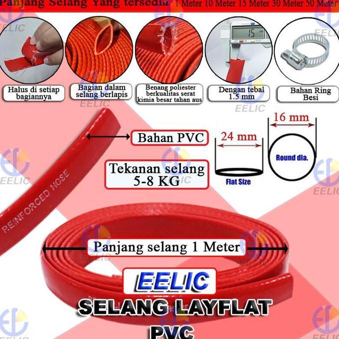 LOGPEF EELIC SEA-LY 1meter ada pilihan ukuran 1inch, 1/2inch, 3/4inch, 5/8inch Selang air layflat pv