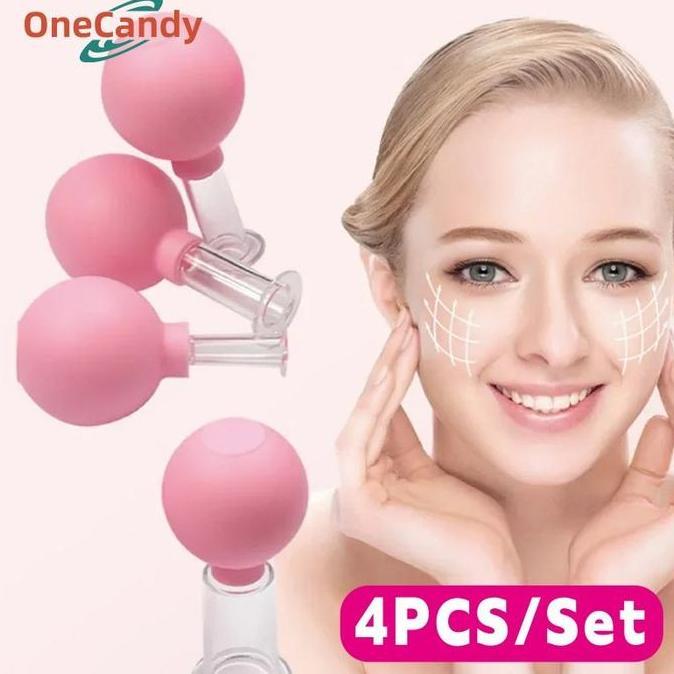 AHROKA 4PCS/Set Facial Cupping Cup Bekam Wajah - Alat Bekam Wajah - Cupping Bekam - Bahan Kaca Facia