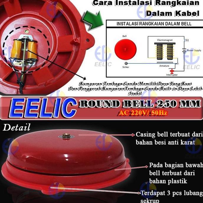 LOGPEF EELIC ALB-250MM Alarm bel bulat round bel nyaring cocock digunakan untuk bel sekolah pabrik g
