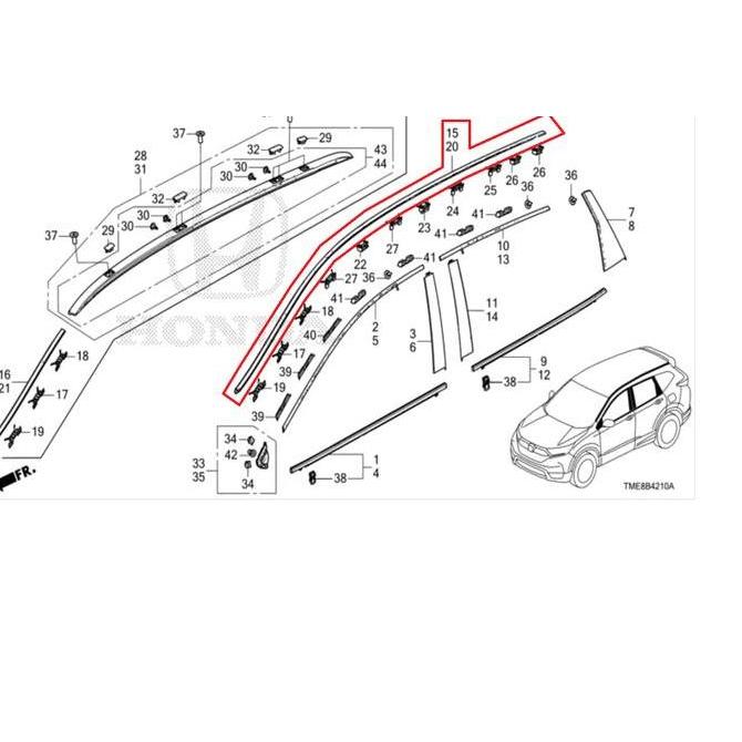 List Roof CRV Moulding Roof CRV Turbo 2018-2022 Original