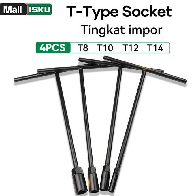 ISKUKunci T 8mm 10mm 12mm 14mm Kunci Sock/Kunci T 8/Kunci T 10/Kunci T 12/Kunci T 14