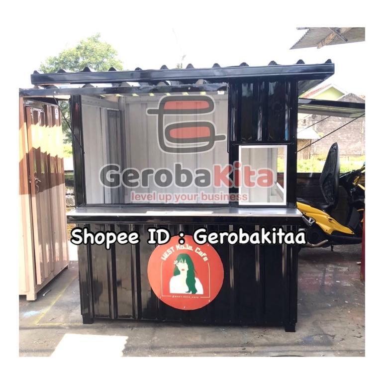 Booth Container dengan lantai/ gerobak container custom lantai dan kaca menu