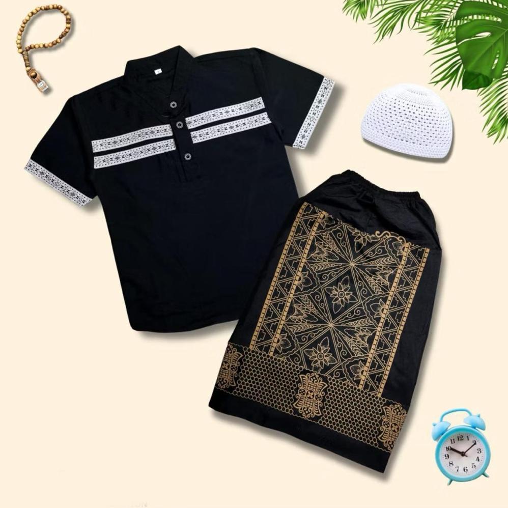Hemat Free Ongkir Baju  Koko Zehan  3 In 1  Sarung Koko Peci Buat Anak 1-10 Thun Motif Bagus Udah Fr