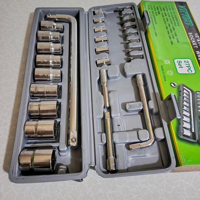 Tool Set Tekiro Kunci Sock 21 Pcs Hand Socket 1/4" - 3/8" 6 PT ( 4 - 21 mm ) 1 Box Kunci Pas - Shock