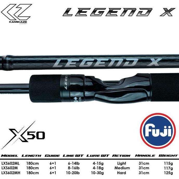 KAMIKAZE Joran Spinning LEGEND X 168cm - 180cm X50 Carbon Blank CTXC D-X Wrapping Airfect Reel Seat 