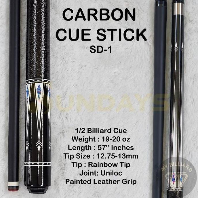 Carbon Cue SD-1 Stick Billiard 13mm - Stik Billiar Cue Karbon Graphite Murah