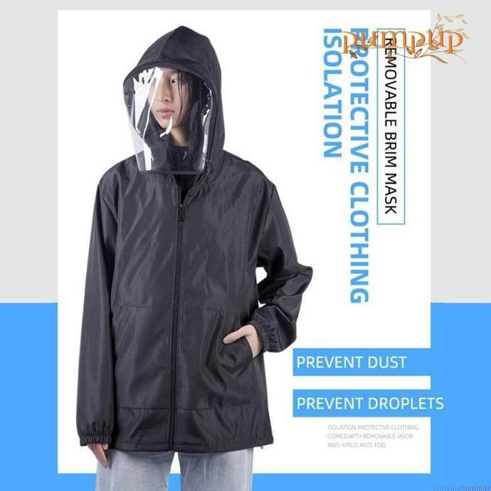 Jas Hujan Pelindung Wajah Lapisan Insulated Anti Debu