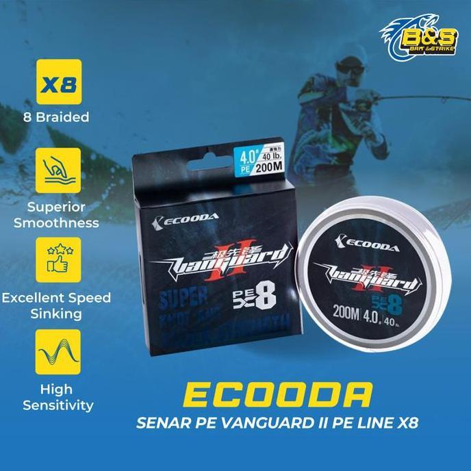 Ecooda Senar PE Vanguard II PE line X8 / 8 Braided Speed Sinking Kuat SP161