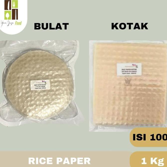 Rice Paper Kotak Kulit Transparant Lumpia Vietnam Bulat / Kotak 100 Lembar