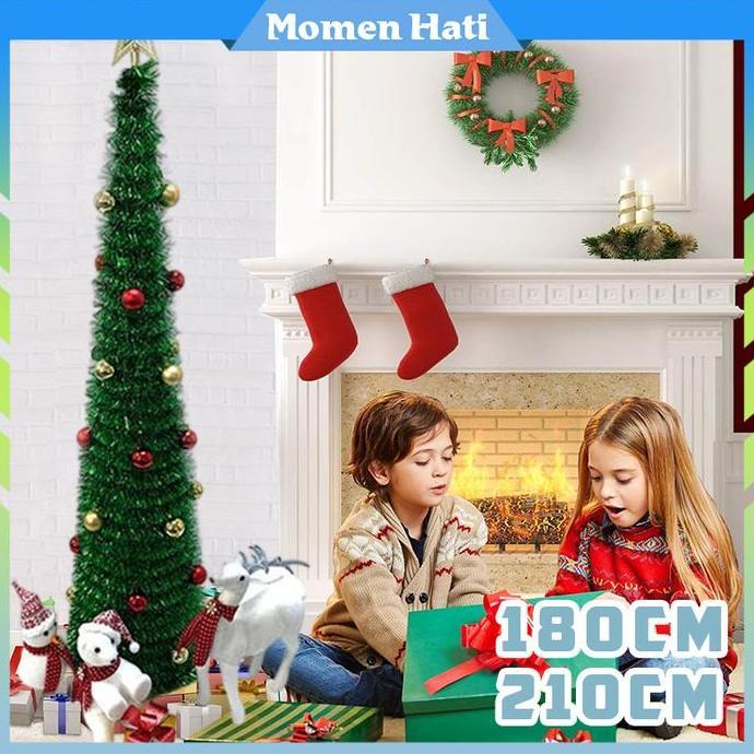 SASCALA Dekorasi Natal Pohon Natal Lipat Ukuran 210cm/180cm Pohon Natal Madder