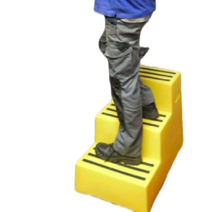 Excelsior Tangga Pengaman Tugas Berat 3 Langkah 260kg Anti Selip Tahan Kimia Kuning 790x620x500mm