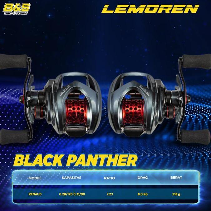 Reel BAITCASTING Lemoren GhostHunter Ratio 7.2:1 Max drag 8kg Reel BC handle kanan/kiri RP003