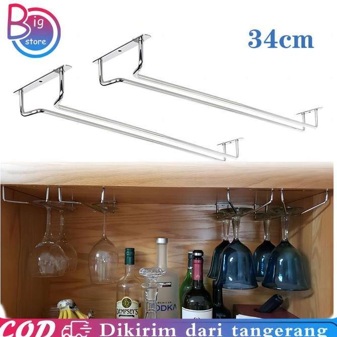 REDDAR Gantungan Gelas Mini Bar 1baris Rak Gelas Gantung Gantungan Gelas Untuk Bar Dan Dapur Wine PR