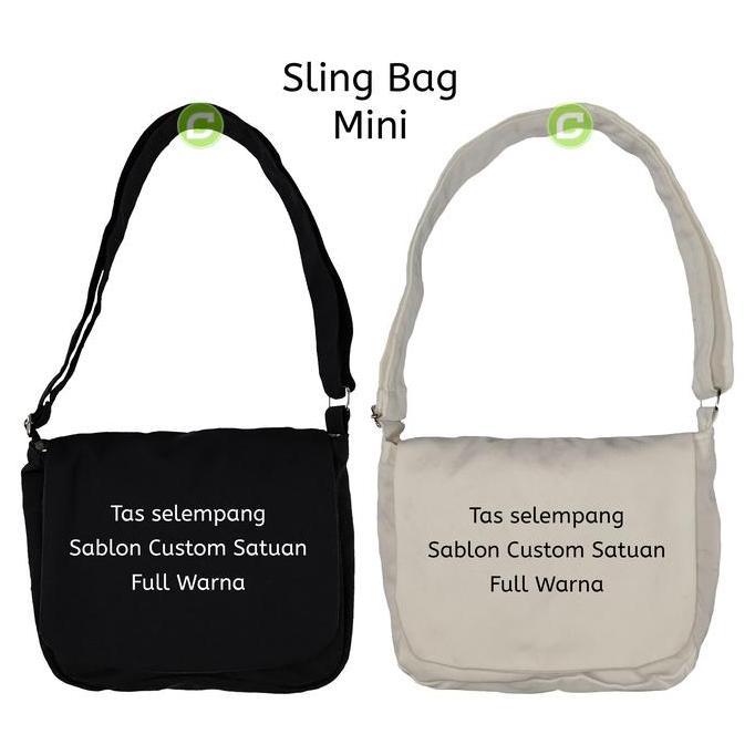 Tas Selempang Mini Sling bag Kanvas Sablon custom satuan