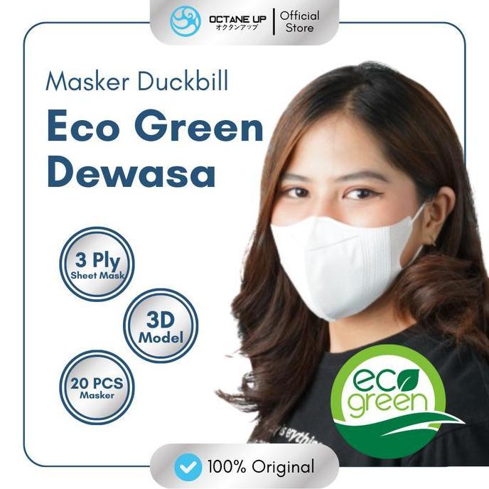 Masker Dewasa Duckbill Eco Green 3Ply Kemenkes 1 Box 50 Pcs Hitam Putih Anti Bakteri Virus Aman Mobi