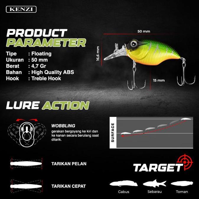 Lure Uchi 5Cm 4.7Gr - Crankbait Floating Umpan Pancing Minnow Tiruan Ikan Mainan Air Tawar & Laut Al