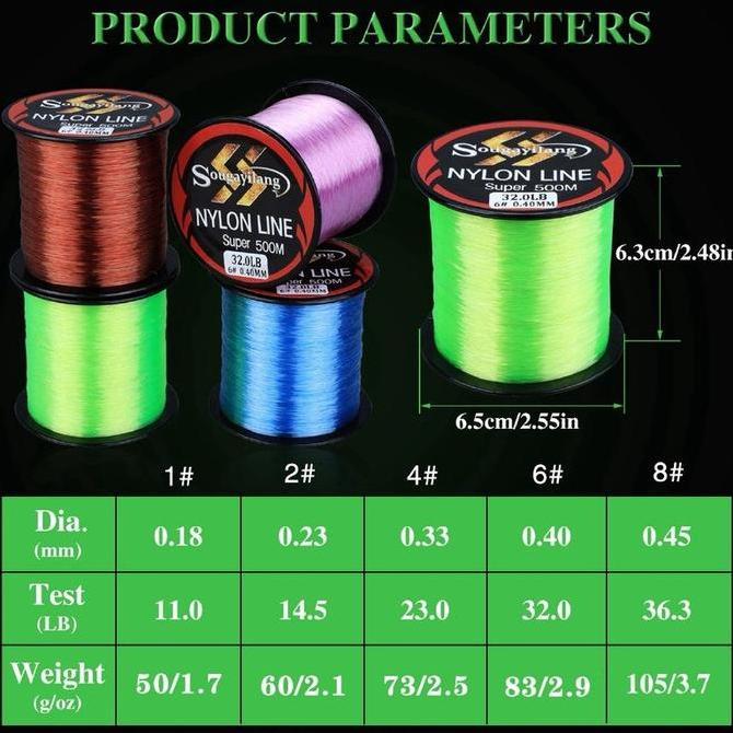 Senar Pancing 500M Pancing Nylon Pancing Senar Pancing Super Kuat For Joran Pancing Allshop