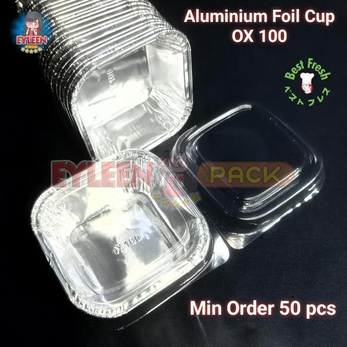 [50 PCS] Aluminium Foil Cup OX-100 + Tutup | Aluminium Foil Tray OX100
