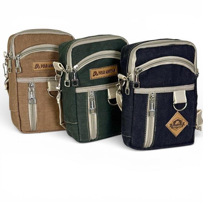 POLO AMSTAR - Tas HP Tas Selempang Mini Kanvas Tas Pria