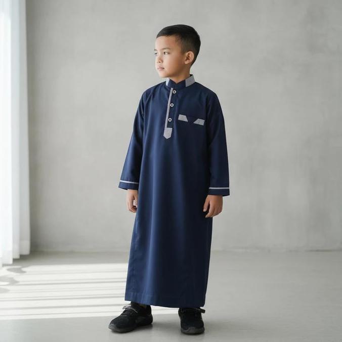 ARRIKZA Jubah Haikal Kids Baju Muslim Gamis Anak Laki Laki Bahan Katun Toyobo Kancing Hidup Kerah Sa