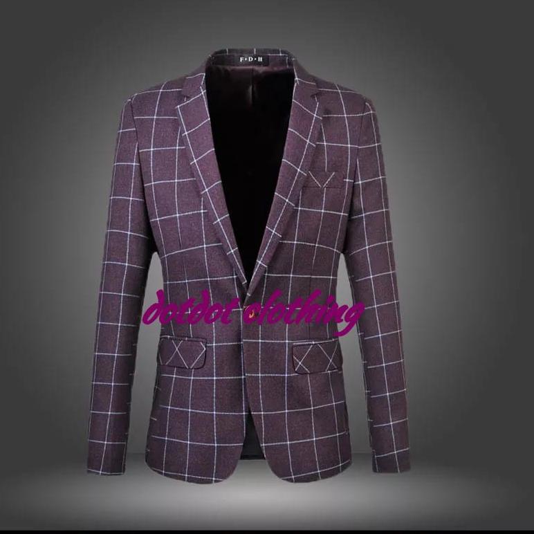 Diskon Jas Tartan Pria  Jas Pria Motif Kotak  Jas Style Korea Blazer Kotak Blezer Formal Setelan Kot