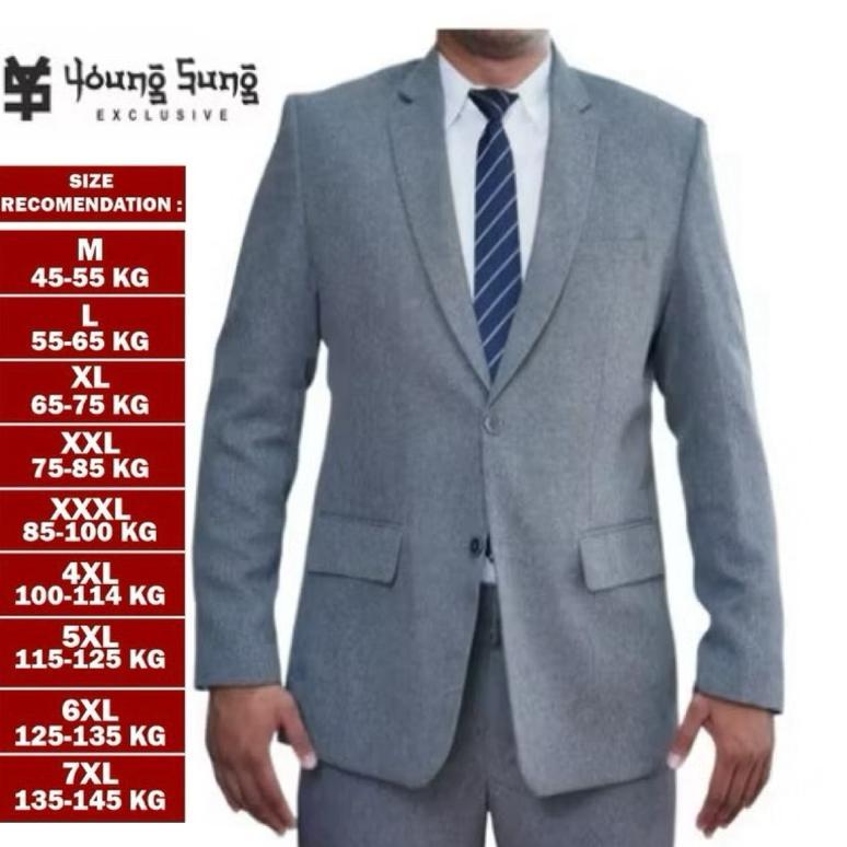 Best Seller Youngsung Exclusive - Jas Pria Biru Kelautan Navy Dongker Dark Blue Jangkar Abu Gajah Xl