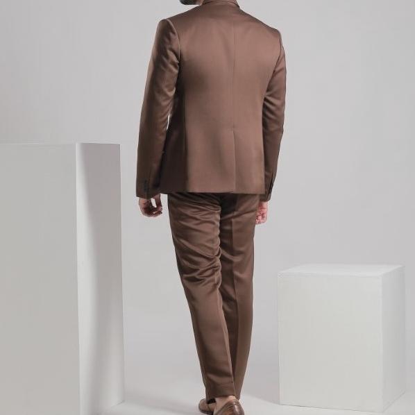 Diskon 3 In 1 Set Jas Formal Pria Tuxedo Warna Coklat Cokelat Setelan Pria Blazer  Rompi Vest Celana