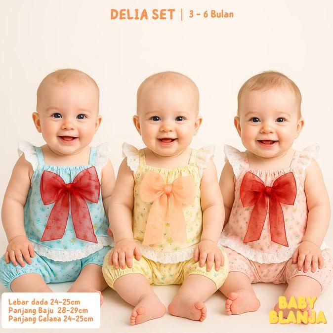 Baju Anak Bayi Perempuan 3 9 Bulan Delia Set