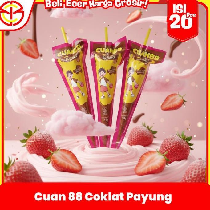 CUAN 88 Coklat Payung Wafer Cone Toples Isi 20 Pcs Snack Jadul Manis Renyah Harga Murah Cocok Untuk 