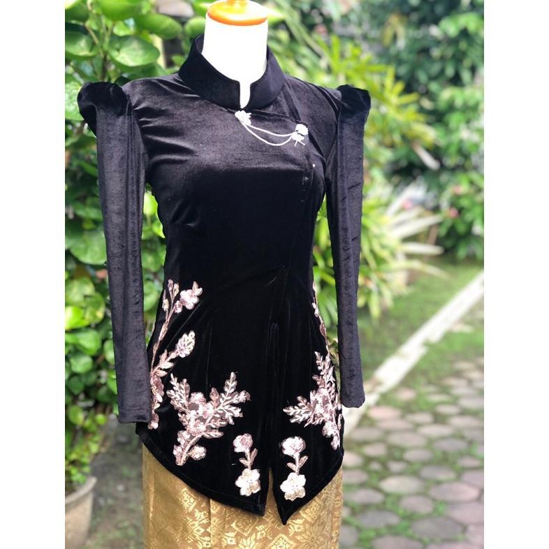Diskon Kebaya Janggan Bludru Hitam Bordir Elegan Wanita Lengan Panjang, Kondangan & Wisuda, SXxxl
