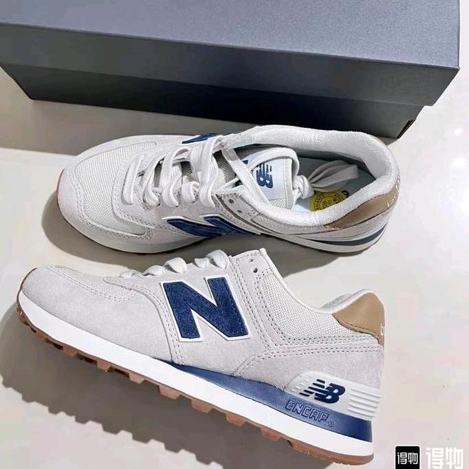New Balance 574 Beige Navy 100% Original BNIB