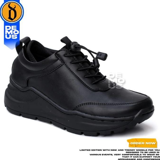 DEMOUS - Sepatu Sneakers Formal Pria Ukuran 39-45 Casual Hitam Kerja Shoes Merah